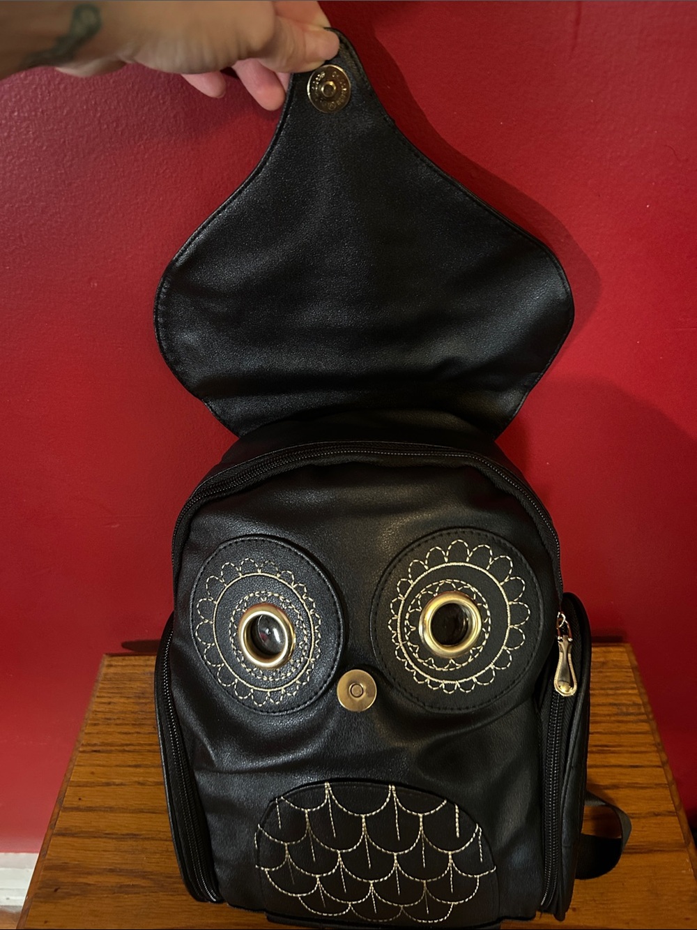Black owl backpack is a versatile novelty backpack bag multi pocket, NWOT - Picture 5 of 11